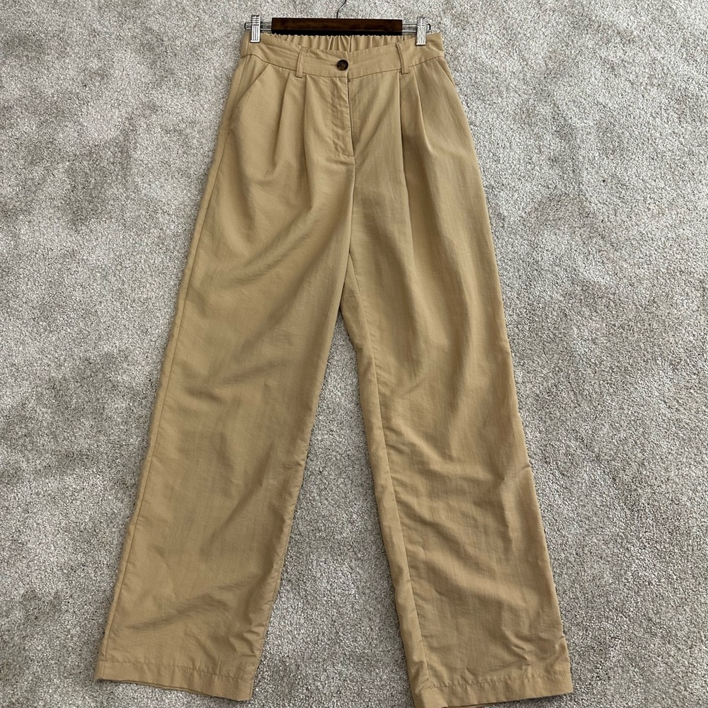 Topshop Pants Womens 6 Nylon 13" Rise High Waist Pleated Straight Leg Trousers